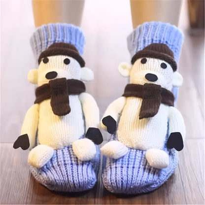 3d white bear socks for kids