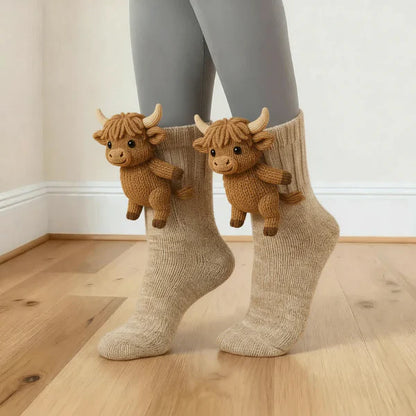 3d Highland cow socks