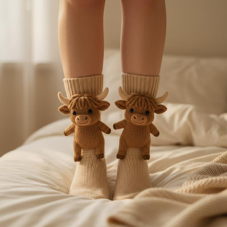 3d Highland cow socks